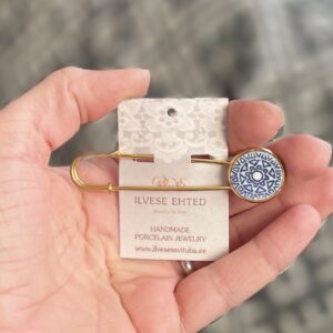 Haaknõel sini-valge salakirja kaheksakand kuldne